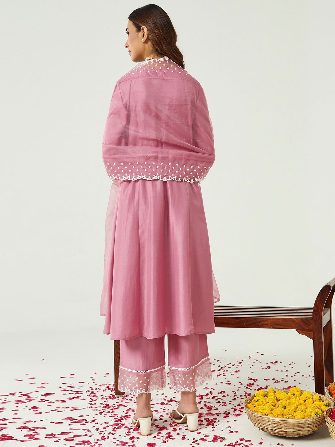 Pink SET0157 Fiorra Raksha Bandhan Special Silk Kurti With Palazzo Dupatta Wholesale Market In Surat
